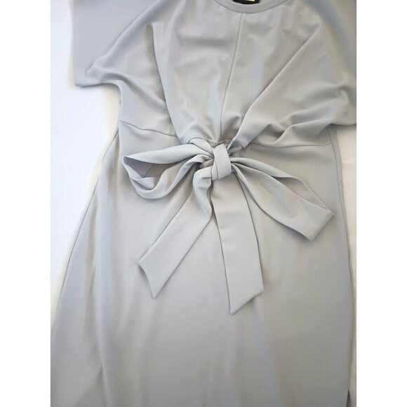 Alexia Admor Ricki Midi Dress Size L Gray Tie Dolman Sleeve Side Slits Scuba - Picture 8 of 16